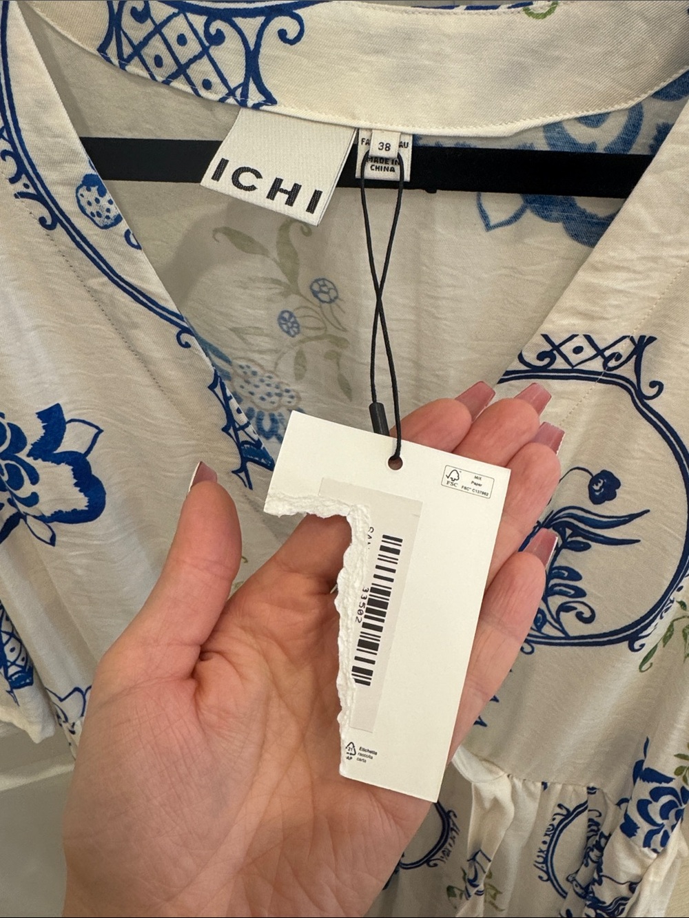 ICHI White & Blue Floral Maxi Wrap Dress - Picture 6 of 9